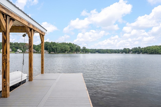 dock area featuring a water view