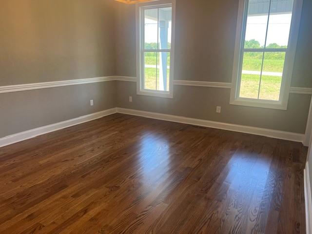 unfurnished room featuring dark wood-type flooring