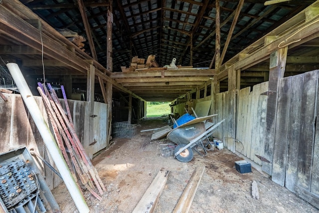 misc room featuring lofted ceiling