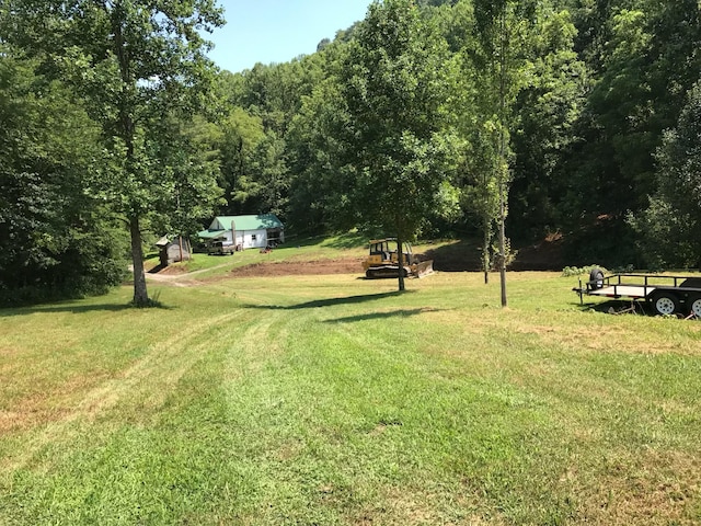 view of yard featuring a view of trees