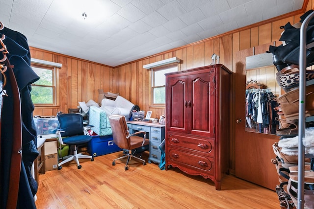 office area with light wood finished floors