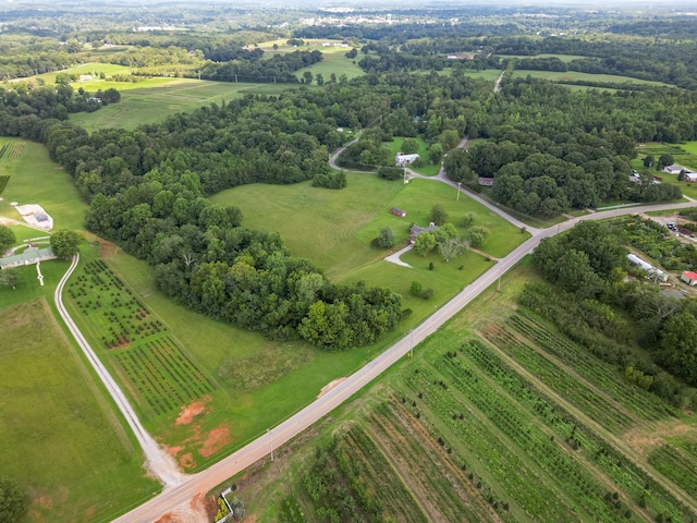 birds eye view of property featuring a rural view