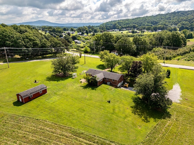 aerial view with a rural view and a mountain view