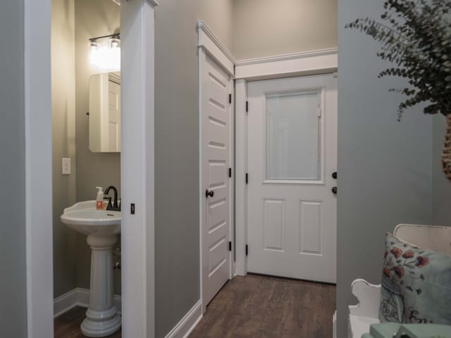 bathroom featuring hardwood / wood-style flooring