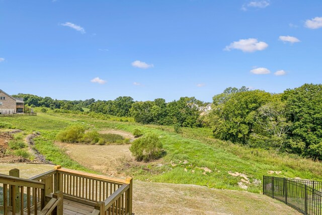 view of yard with a wooden deck