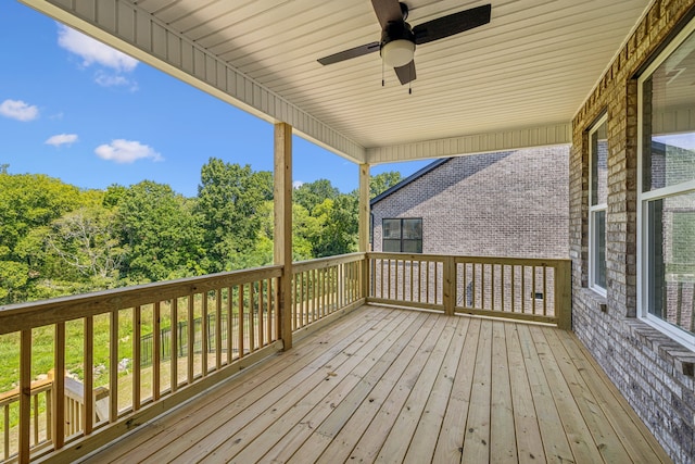 deck featuring ceiling fan