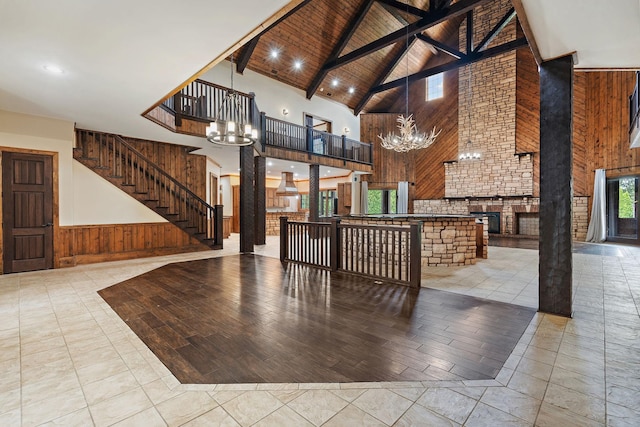 reception area featuring a chandelier