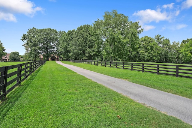 view of street with a rural view