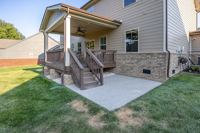 view of patio / terrace featuring a wooden deck and ceiling fan