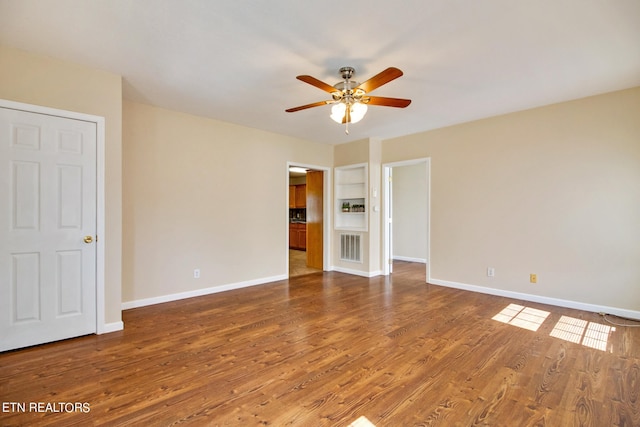 interior space featuring ceiling fan and hardwood / wood-style floors