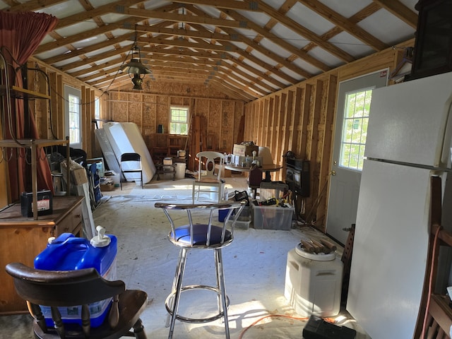 miscellaneous room featuring vaulted ceiling