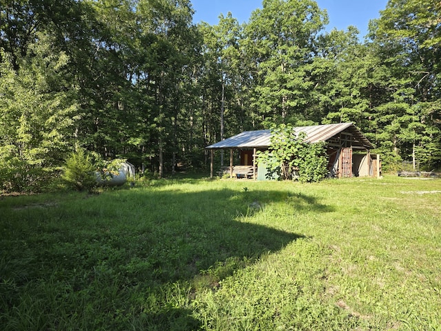 view of yard with an outbuilding