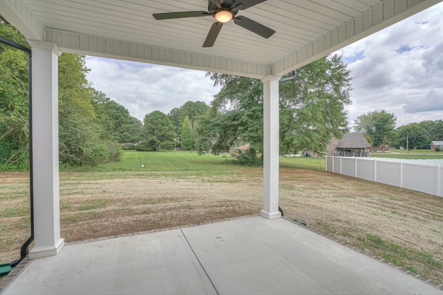 view of patio / terrace featuring ceiling fan