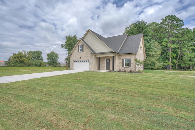 view of front of home with a front lawn