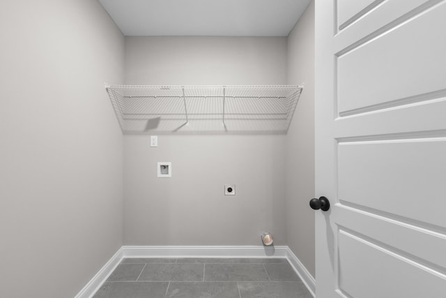 138 Anderson Pl, Clarksville, TN 37042 - washroom featuring laundry area, baseboards, dark tile patterned flooring, electric dryer hookup, and washer hookup