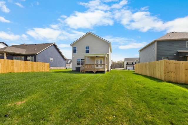 138 Anderson Pl, Clarksville, TN 37042 - back of property with ceiling fan, fence, a yard, and a wooden deck