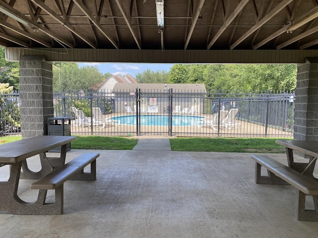 view of pool featuring a patio