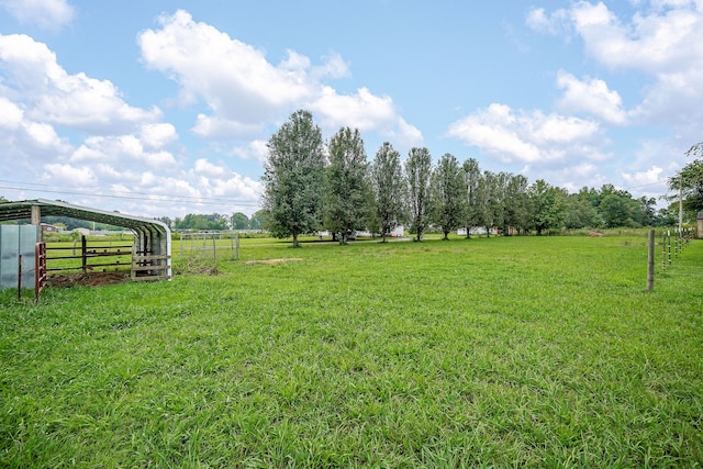 view of yard featuring a rural view