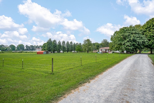 view of road featuring a rural view