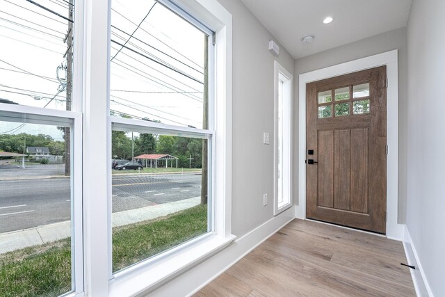 foyer entrance featuring light hardwood / wood-style flooring