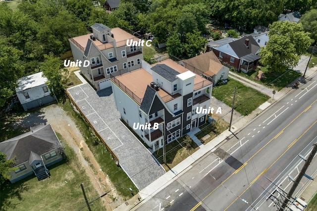 aerial view with a residential view