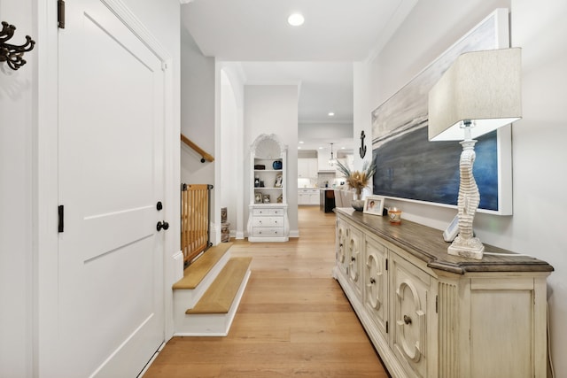 hall featuring light wood-type flooring