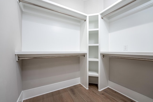 walk in closet featuring dark wood-style flooring