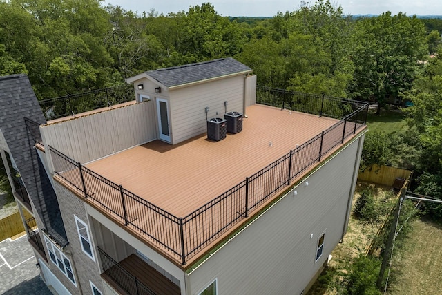 wooden terrace with cooling unit