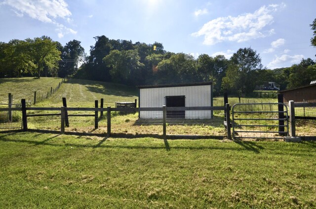 view of yard with an outdoor structure