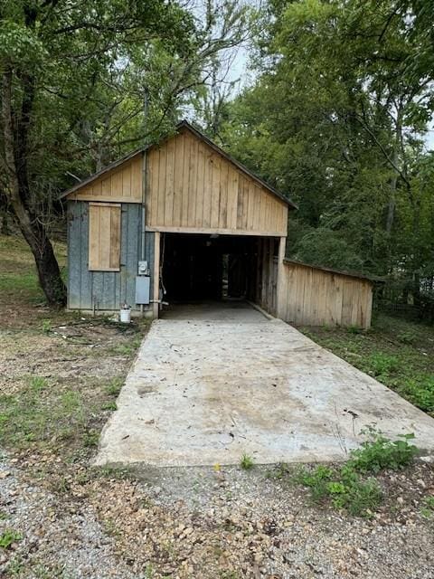 view of garage