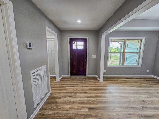 foyer entrance featuring light wood-type flooring