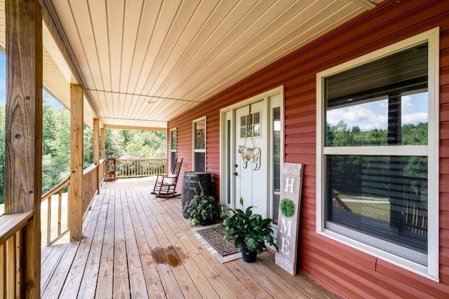 wooden deck with covered porch