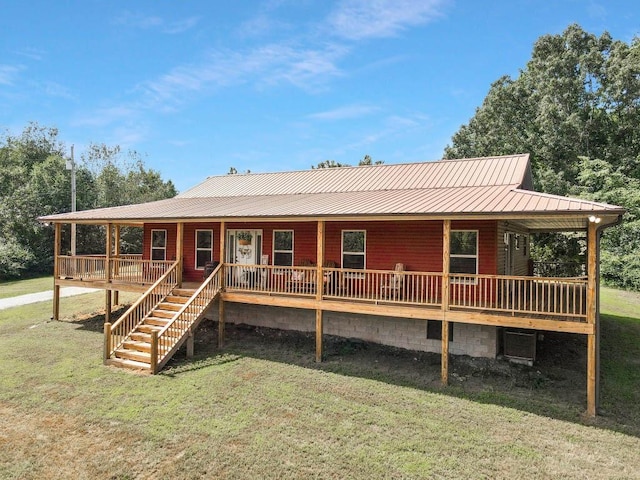 exterior space featuring a yard and a deck