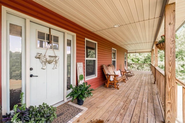 wooden terrace with covered porch