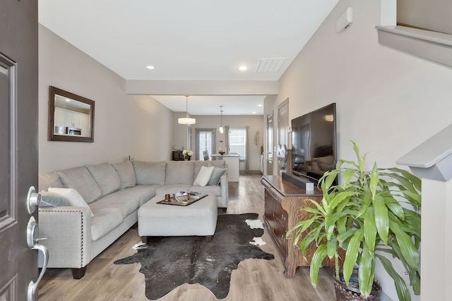 living room featuring light hardwood / wood-style flooring