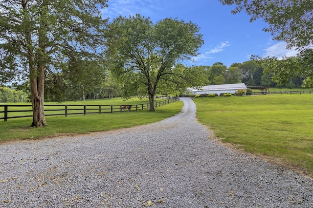 view of road with a rural view