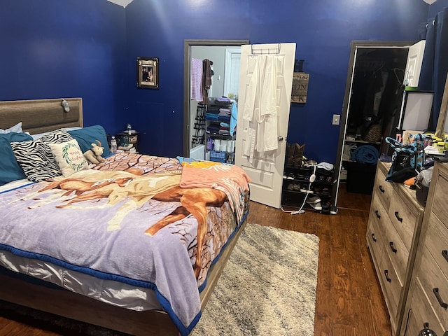 bedroom featuring a closet and dark wood-type flooring