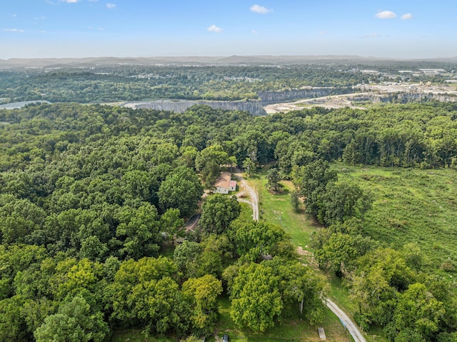 birds eye view of property with a view of trees