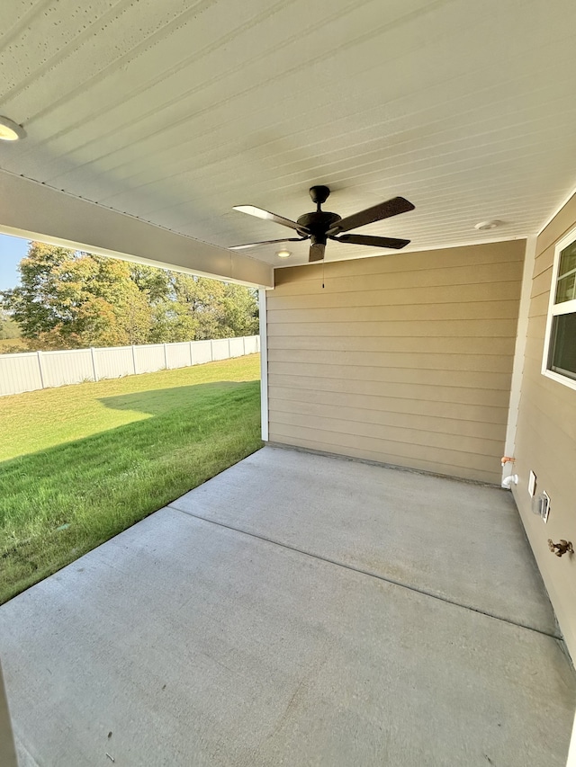 view of patio / terrace featuring ceiling fan