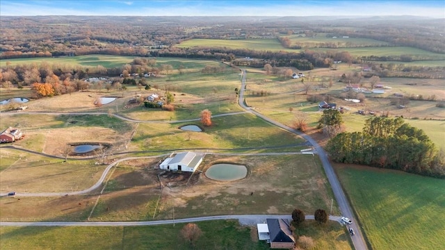 aerial view featuring a rural view