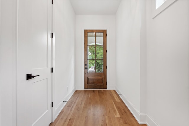 doorway to outside featuring light hardwood / wood-style floors