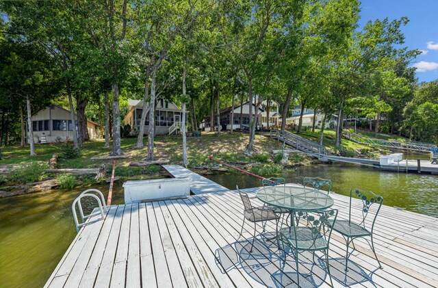 view of dock featuring a water view