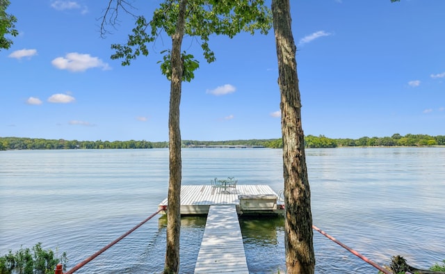 view of dock featuring a water view