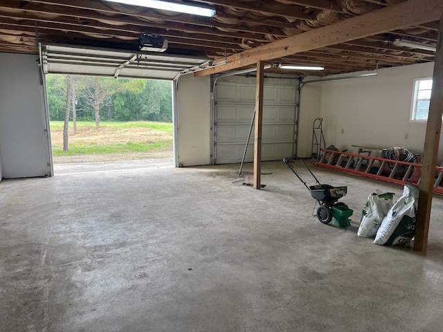 garage with a garage door opener