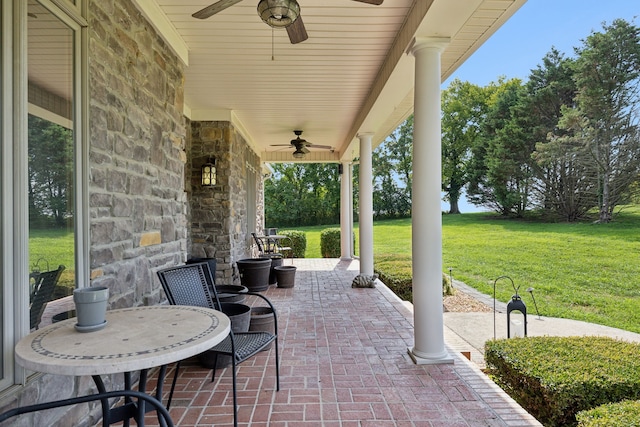 view of patio / terrace with ceiling fan