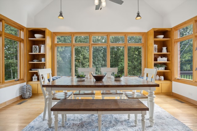 dining space featuring light hardwood / wood-style flooring and a wealth of natural light