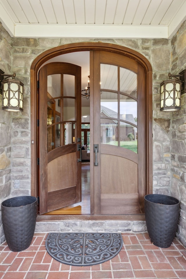 entrance to property featuring french doors