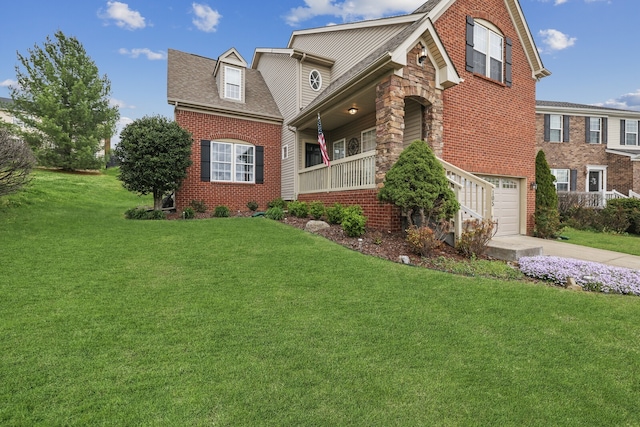 view of front facade featuring a garage and a front yard