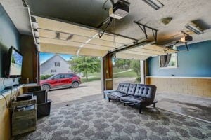 garage with a garage door opener