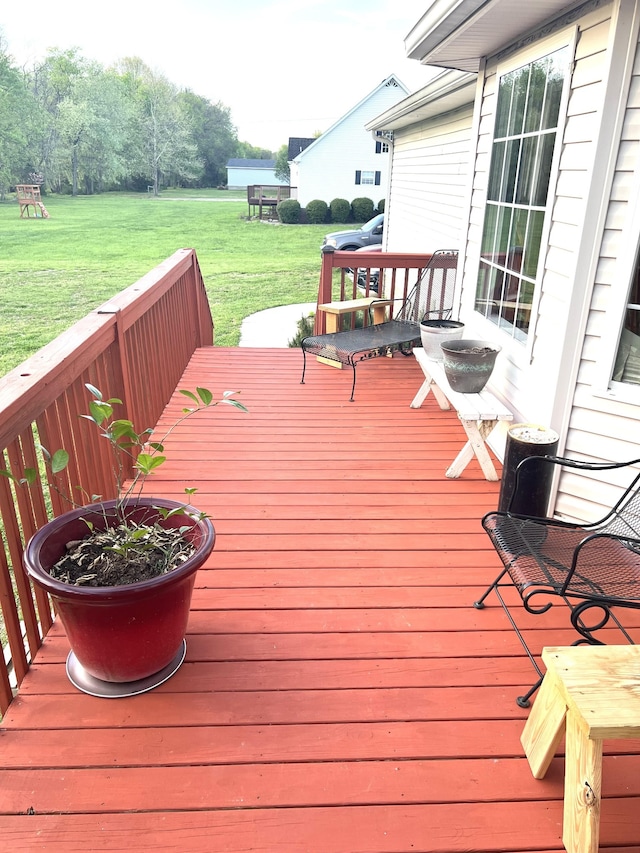 deck with a lawn